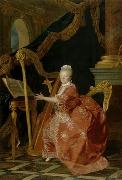 Etienne Aubry Victoire de France playing her harp oil painting reproduction